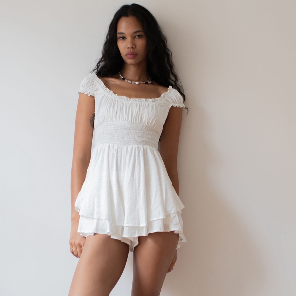 Urban Outfitters Smocked Tiered Ruffle Romper